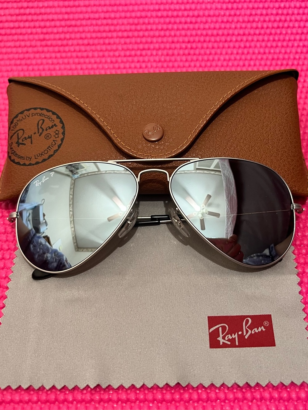 Ray-Ban Aviator Sunglasses in Silver and Brown